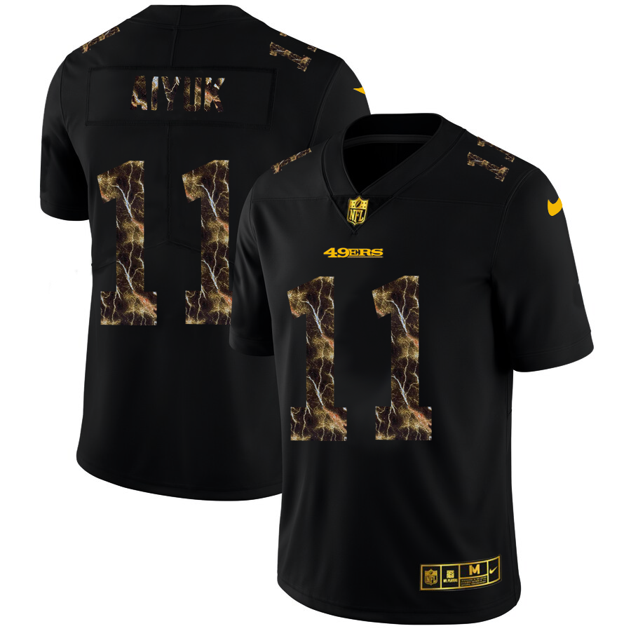 2020 San Francisco 49ers #11 Brandon Aiyuk Men Black Nike Flocked Lightning Vapor Limited NFL Jersey->san francisco 49ers->NFL Jersey